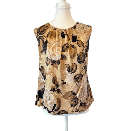 Talbots Floral Silk Blouse Top Size 6 Sleeveless