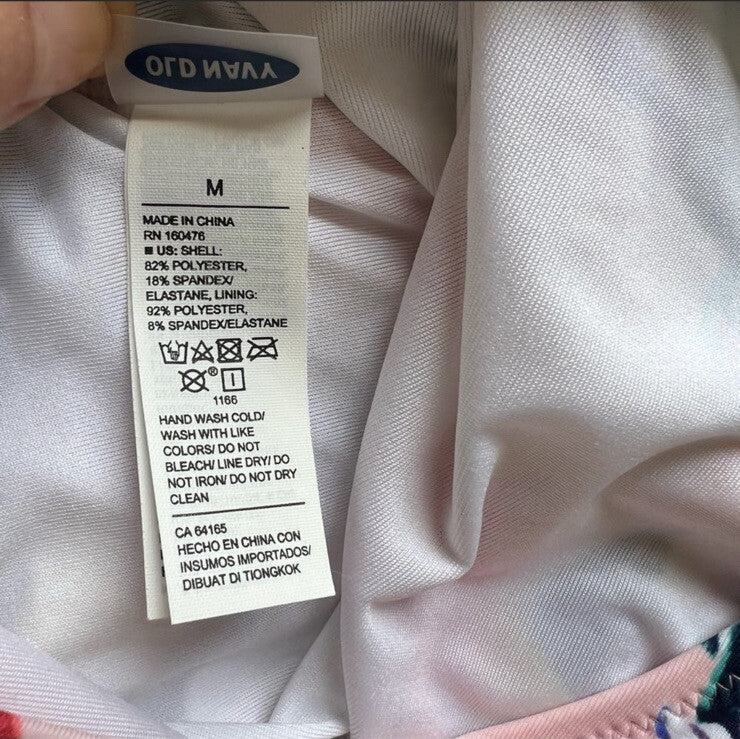 Old Navy Square Neck One Piece Tropical Floral Print Swimsuit NEW Size Medium