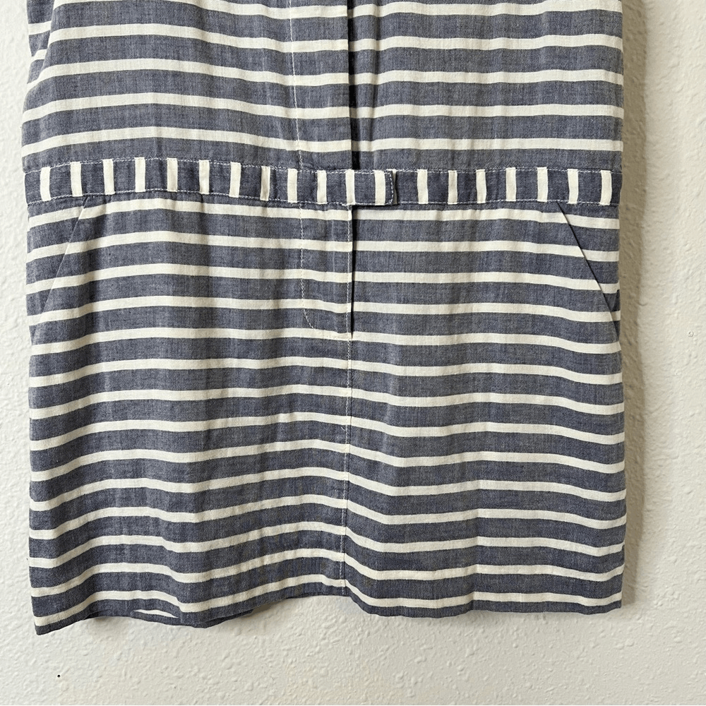 J. Crew Striped Short Sleeve Chambray Mini Dress Size 10