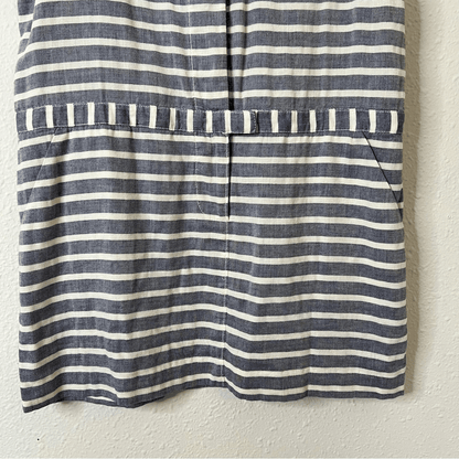 J. Crew Striped Short Sleeve Chambray Mini Dress Size 10