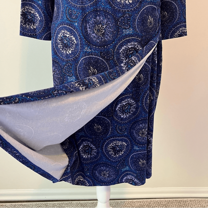 Talbots Printed Faux Wrap Dress Size Large 3/4 Sleeve Stretch Jersey