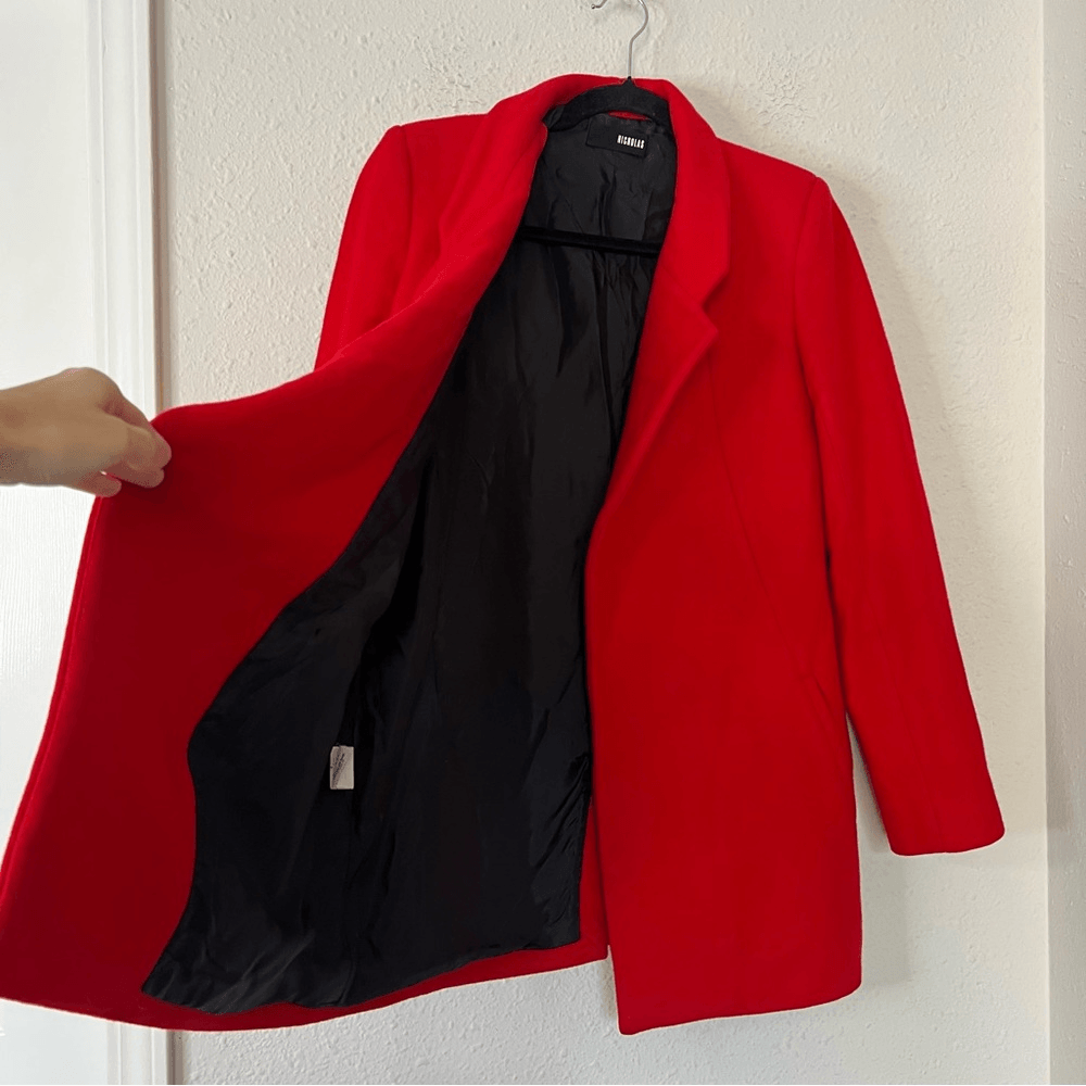 NICHOLAS Red Wool Cashmere Coat Size 6