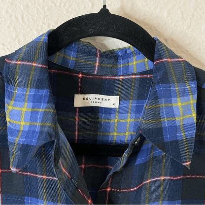 Equipment Femme Reese Plaid Silk Button Down Shirt Size XS