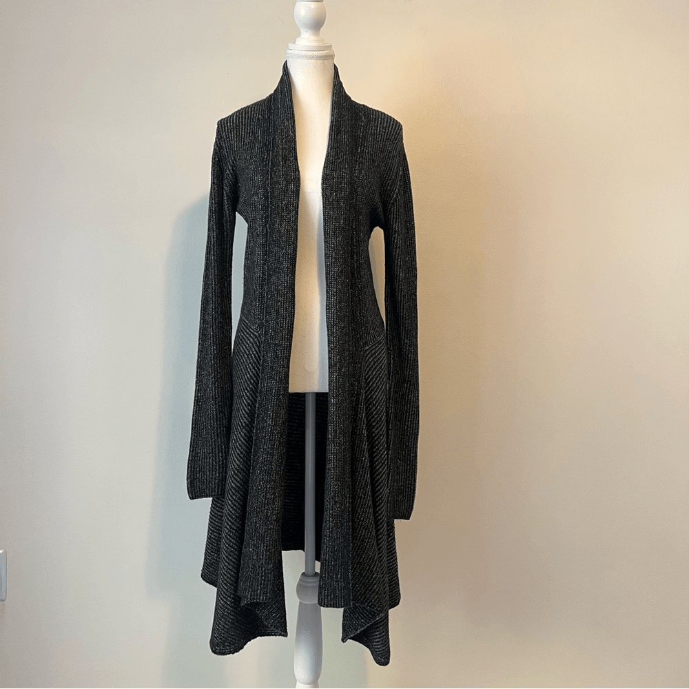 Cabi Cloak Black Marled Knit Longline Duster Cardigan Style #3530 Size Medium