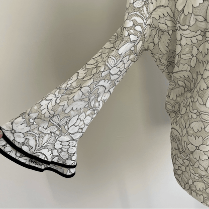 KARL LAGERFELD Paris Floral Lace Overlay Blouse Bell Sleeve NEW Size Medium