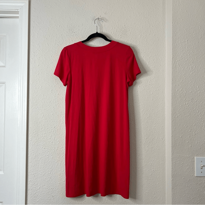 J. Jill Wearever Collection V-Neck Mini T-shirt Dress Short Sleeve Red Small