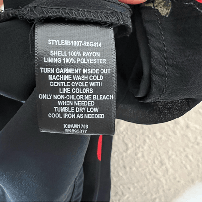 Sanctuary Cold Shoulder Rose Print Long Sleeve Blouse Black and Red Size Medium