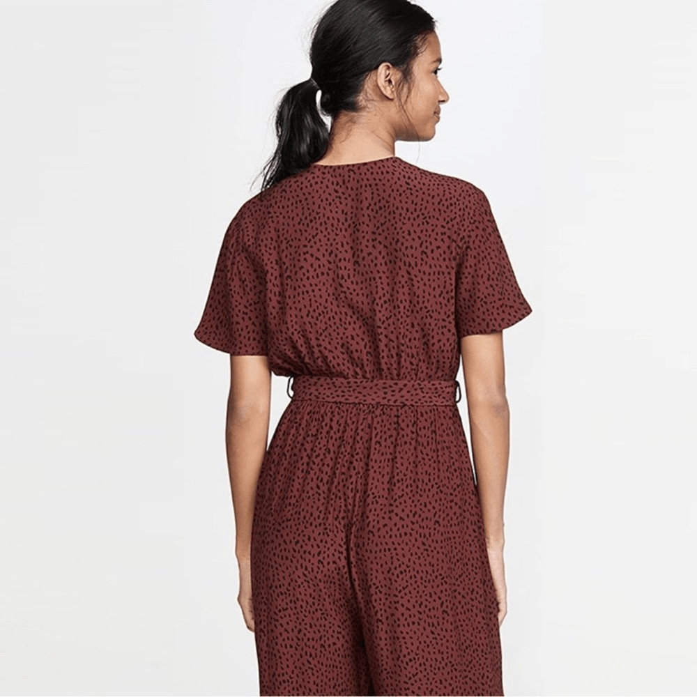 Rails Rust Spotted Jet V Neck Wide Leg Jumpsuit Size Small