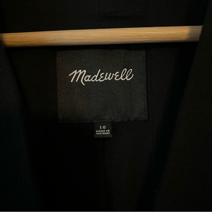 MADEWELL Black Blazer Modern Collarless Single Button Size 10