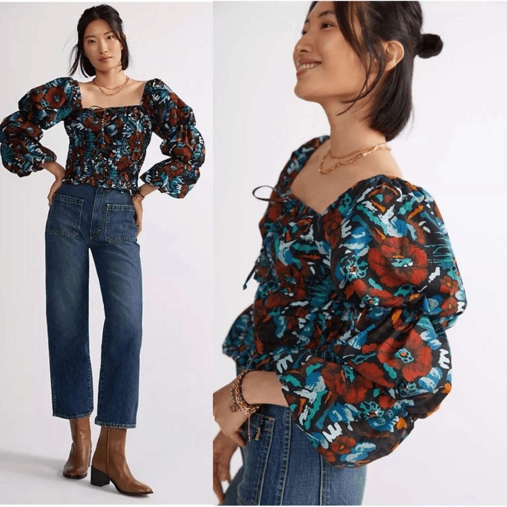 Anthropologie Porridge Tiered Poplin Blouse NEW Size Medium