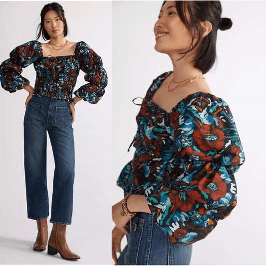 Anthropologie Porridge Tiered Poplin Blouse NEW Size Medium