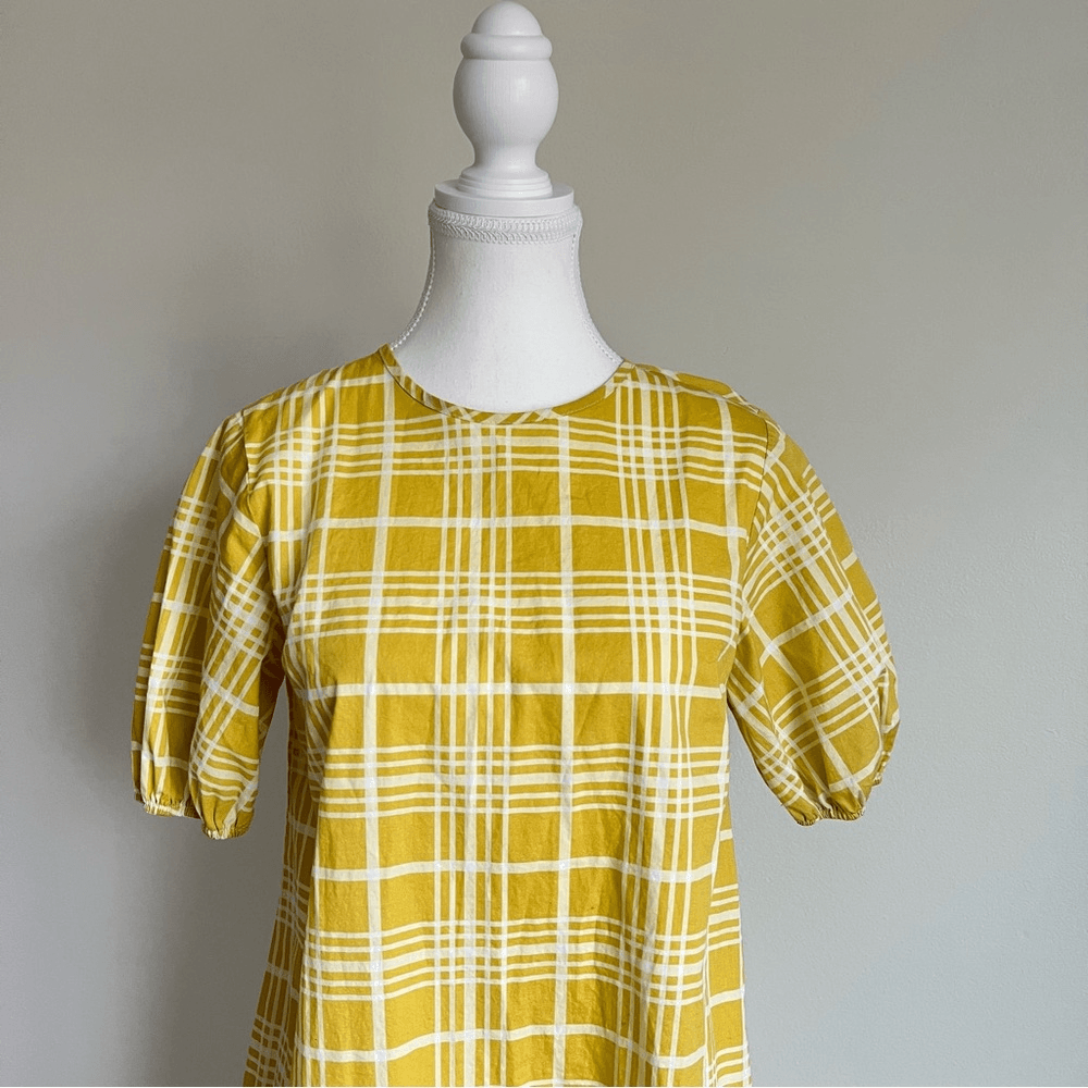 Topshop Yellow Check Mini Poplin Dress Size 6