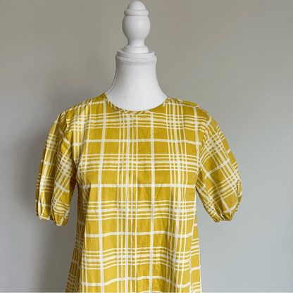 Topshop Yellow Check Mini Poplin Dress Size 6