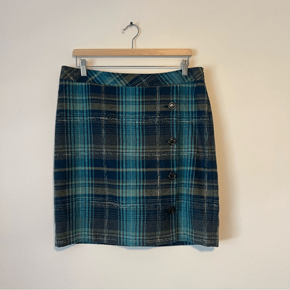 J. Jill Wool Blend Plaid Mini Skirt Size