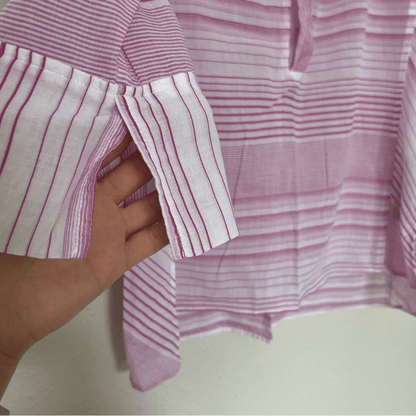 NYDJ Regatta Stripe Split Neck 3/4 Sleeves Cotton Tunic Size Small