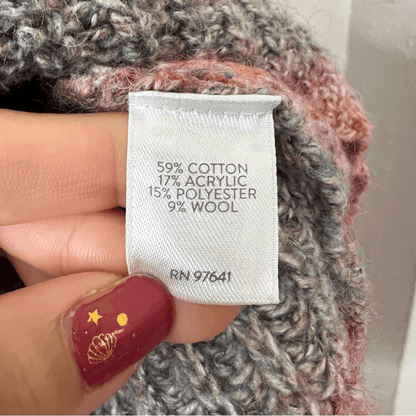 J. Jill Ombre Stripe Crewneck Sweater Wool Blend Size XL Petite Pink Gray Chunky