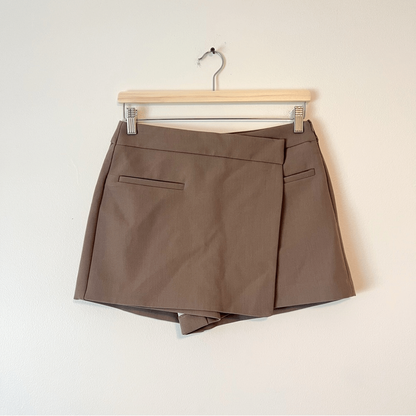 Zara Asymmetric Taupe Brown Skort NEW Size Medium Blogger Favorite