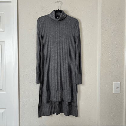 Free People We The Free Ribbed Turtleneck Tunic in Gray Size Small