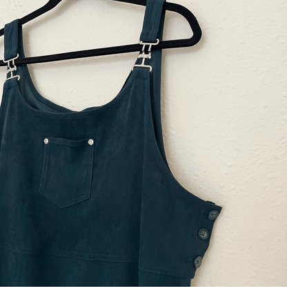 Eric Charles Pinafore Midi Overall Dress in Green Plus Size 1X