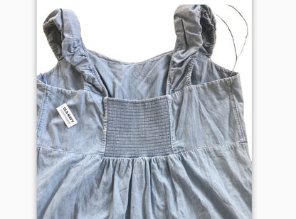 Old Navy Womens Fit & Flare Puff-Sleeve Smocked Jean Mini Dress NEW Plus Size 3X