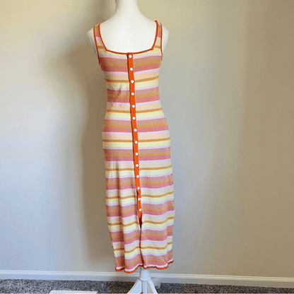REVOLVE SOLID & STRIPED Kimberly Striped Tank Beach Dress Sorbet Small