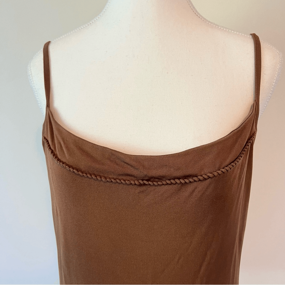 Lafayette 148 New York 100% Silk Tank Top Cami Size XL Chocolate Brown