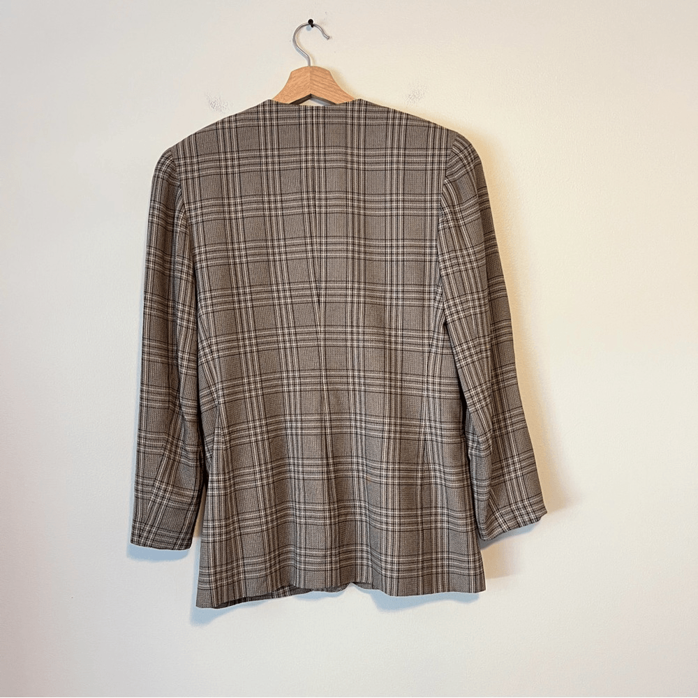 Vintage Talbots Plaid Collarless Blazer Size 4 Academia Career Office
