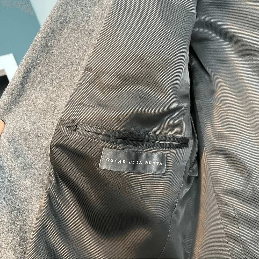 Oscar de la Renta Blazer Wool Cashmere Blazer Jacket Mens 40 S Gray
