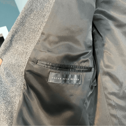 Oscar de la Renta Blazer Wool Cashmere Blazer Jacket Mens 40 S Gray