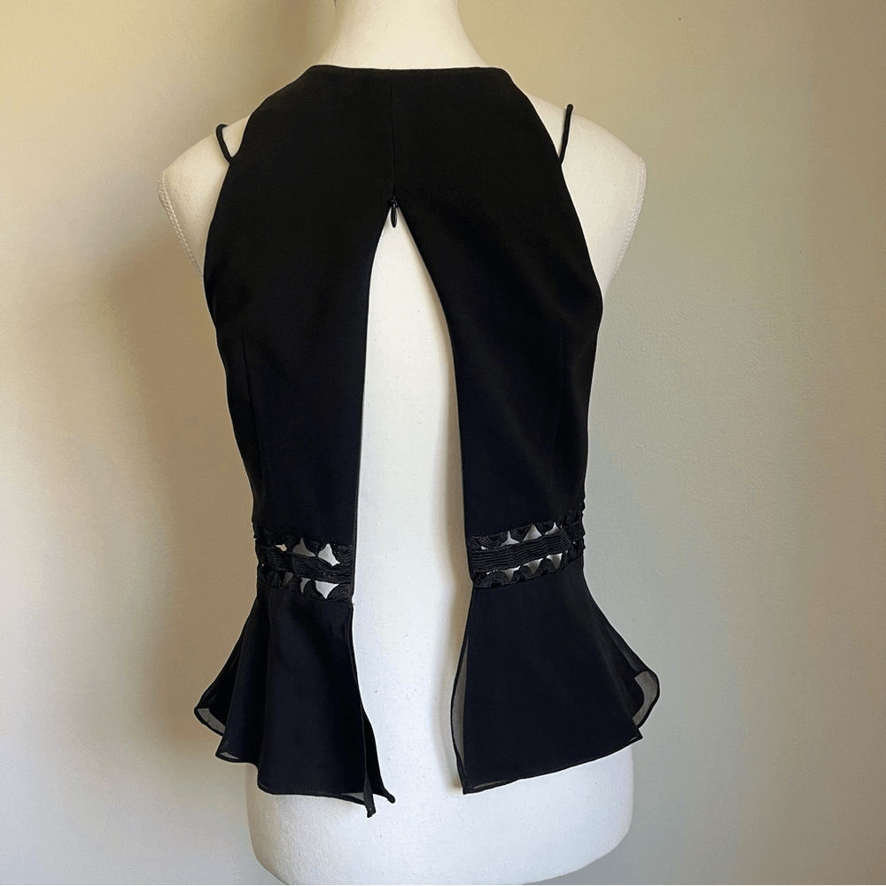 Jonathan Simkhai Lace Up Crepe Peplum Top in Black Size 2 Silk Trim