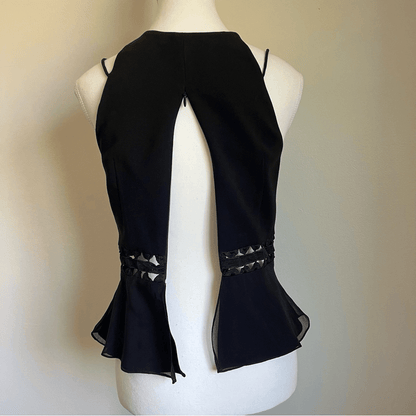 Jonathan Simkhai Lace Up Crepe Peplum Top in Black Size 2 Silk Trim