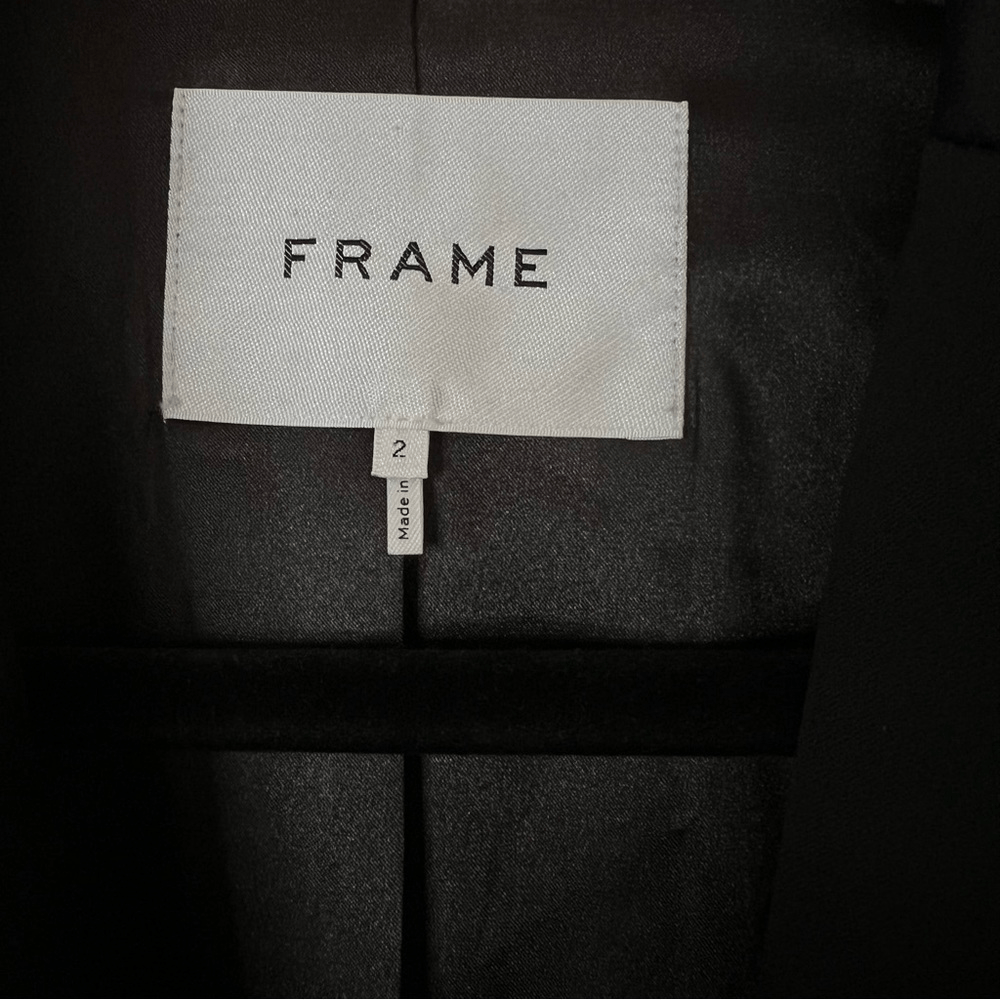 FRAME Black Metallic Velvet Satin Blazer Jacket Size 2 Party Cocktail