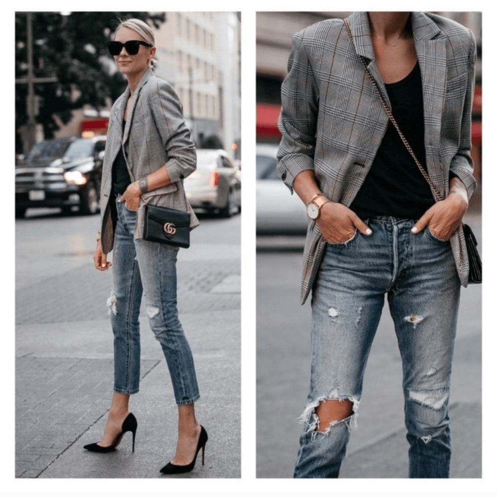 MAJORELLE Rhea Grey Plaid Blazer Size Small