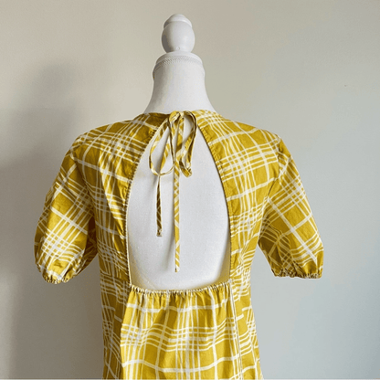 Topshop Yellow Check Mini Poplin Dress Size 6