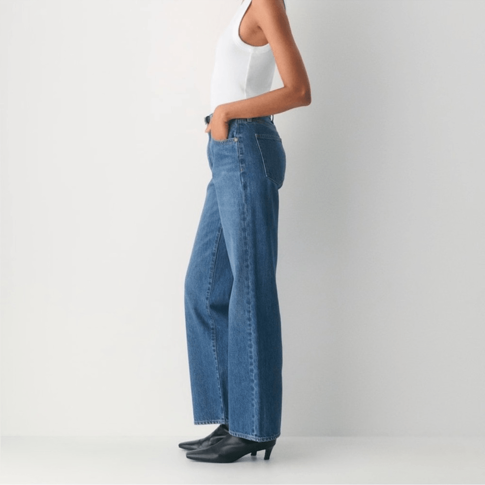 Aritzia Denim Forum The Farrah High Rise Wide Leg Jeans Medium Wash Size 24