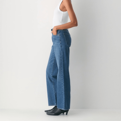 Aritzia Denim Forum The Farrah High Rise Wide Leg Jeans Medium Wash Size 24