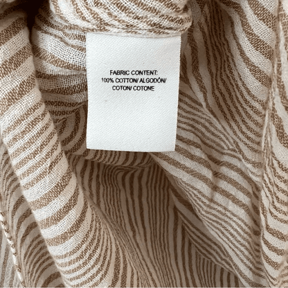 Derek Lam 10 Crosby Striped Long Sleeve Blouse Size 6 Cotton Neutral Classic