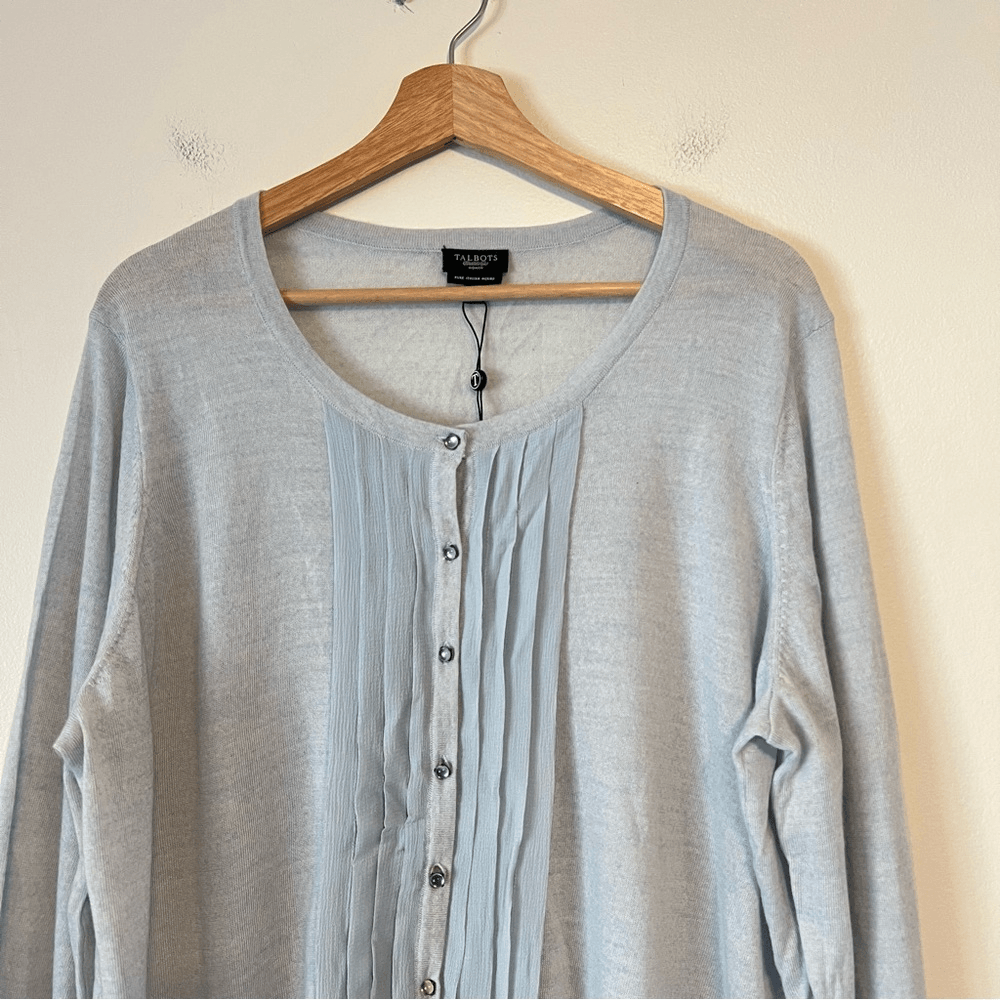 Talbots Italian Merino Wool Sweater Cardigan NEW Plus Size 2X Silk Trim