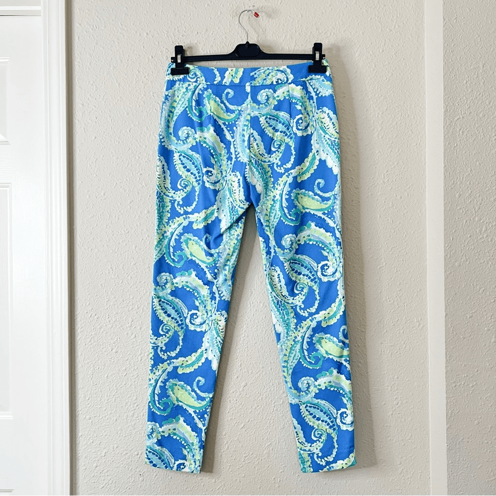 J. McLaughlin Portman Slim Fit Watercolor Paisley Pique Cotton Crop Pant Size 2
