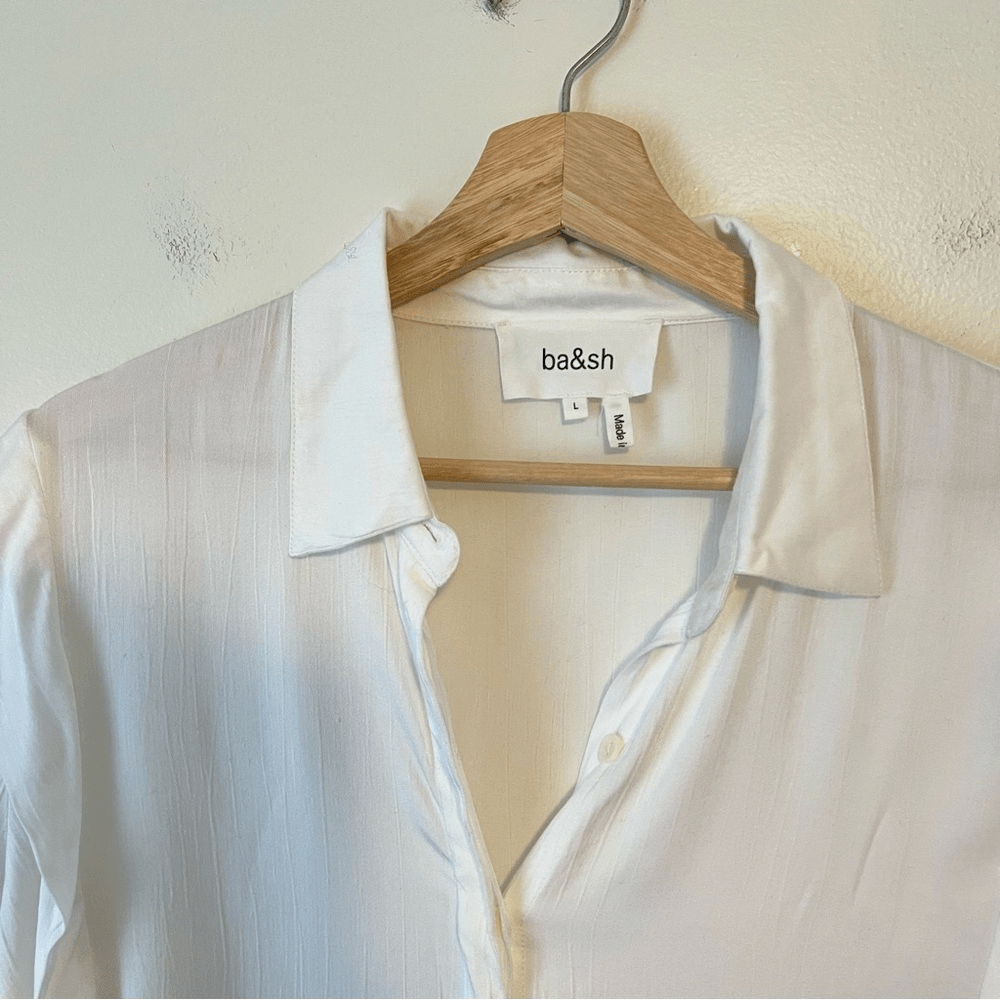 BA&SH Alia Lady Shirt in Ecru / Off White Long Sleeve Size Large US 8