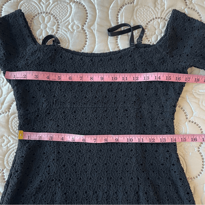 Free People Sophia Black Eyelet Crochet Mini Dress Bodycon Revolve