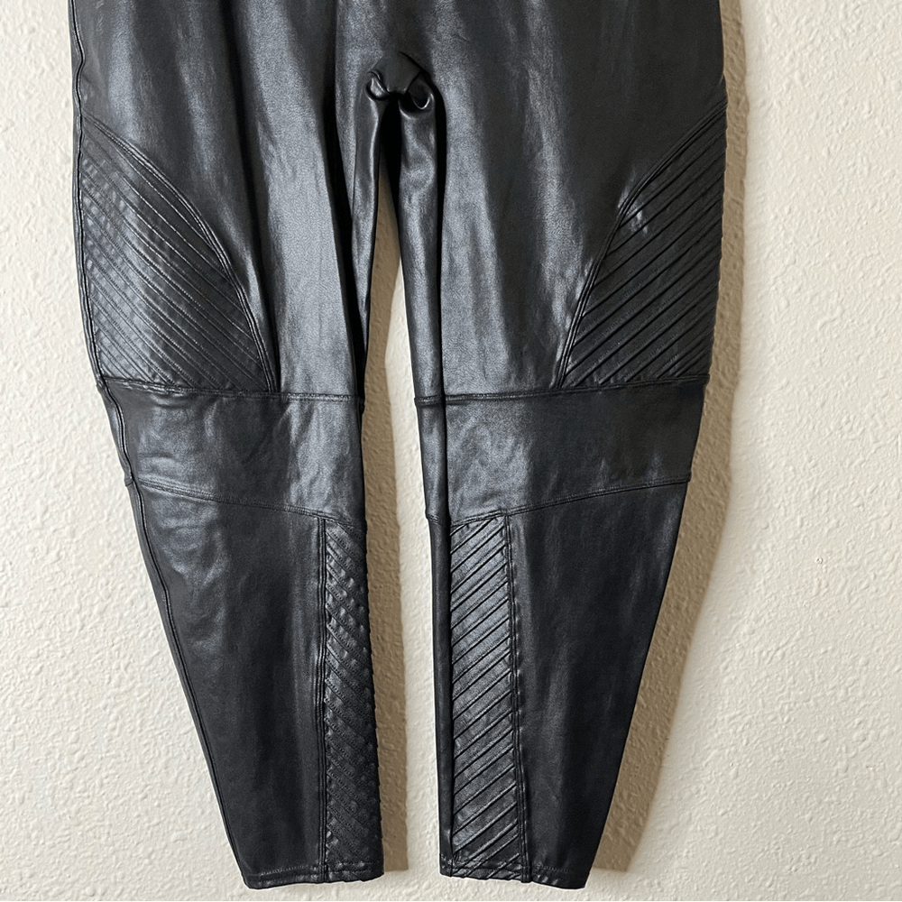 SPANX Faux Leather Moto Leggings Black NEW Plus Size 3X Petite