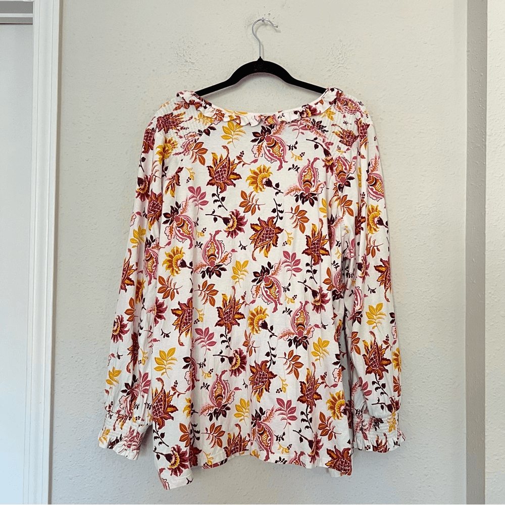 Talbots Floral Long Sleeve Cotton Blouse Plus Size 3X