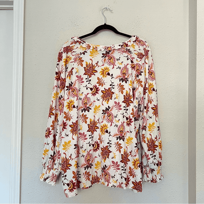 Talbots Floral Long Sleeve Cotton Blouse Plus Size 3X