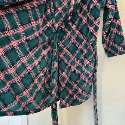 Victoria’s Secret Plaid Plush Velour Plaid Robe NEW Size M/L