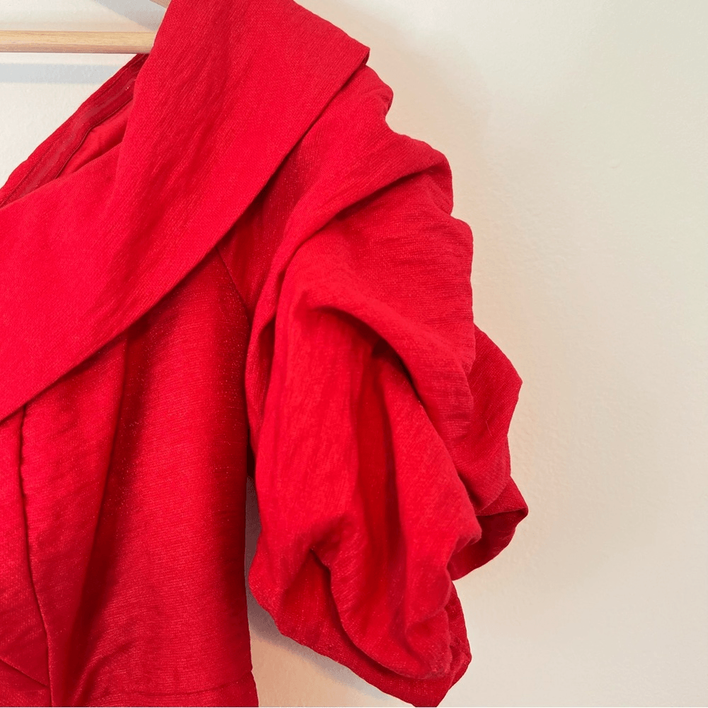 Bardot Devlin Twist Mini Dress in Lipstick Red Size 10 / L Off The Shoulder