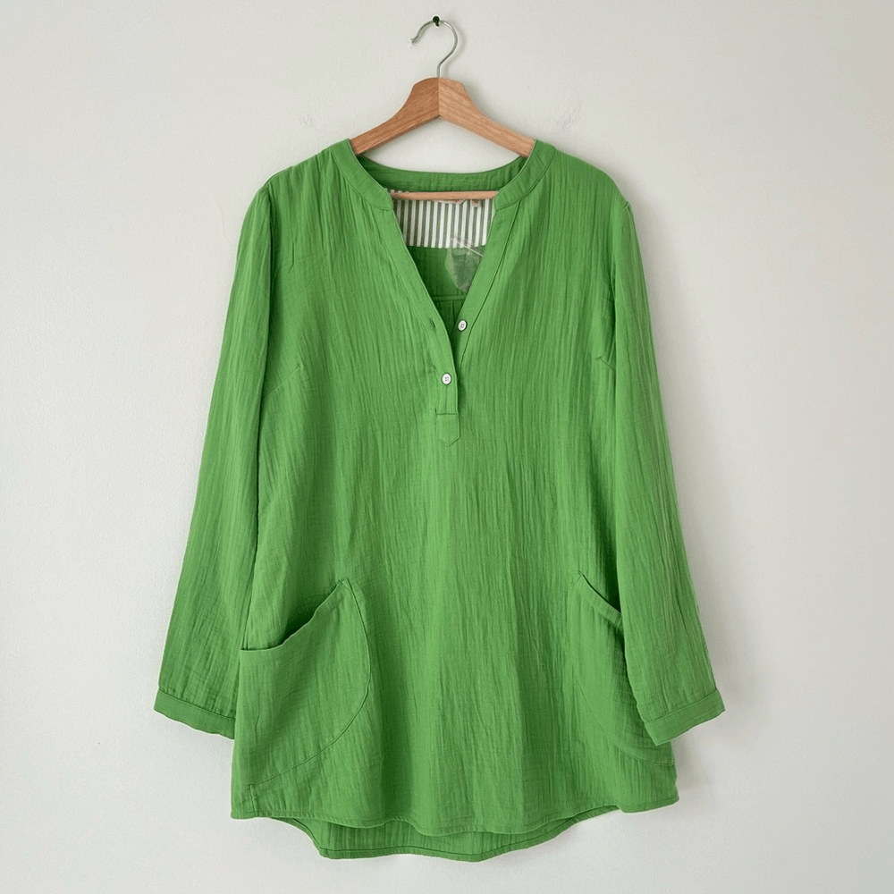 Soft Surroundings Santorini Gauze Tunic Pullover Shirt NEW Size Large in Green