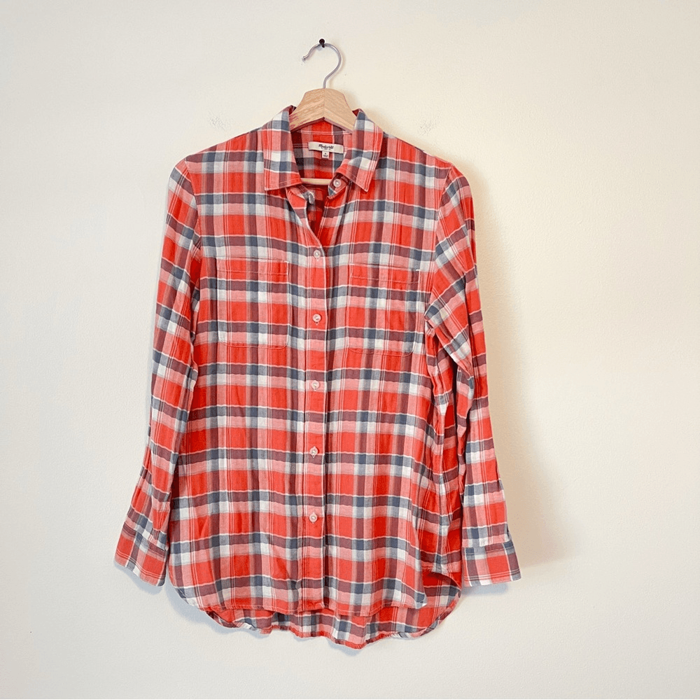 Madewell Ex-Boyfriend Plaid Flannel Button Down Shirt Size Small Long Sleeve