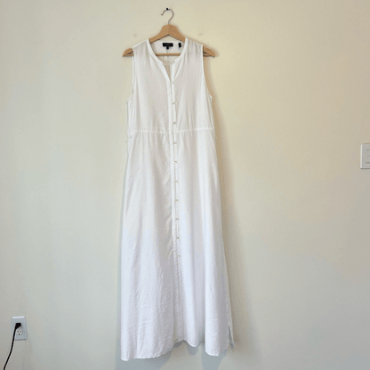 Theory New Shirt Maxi Dress In Florian Twill Sleeveless White Size 10