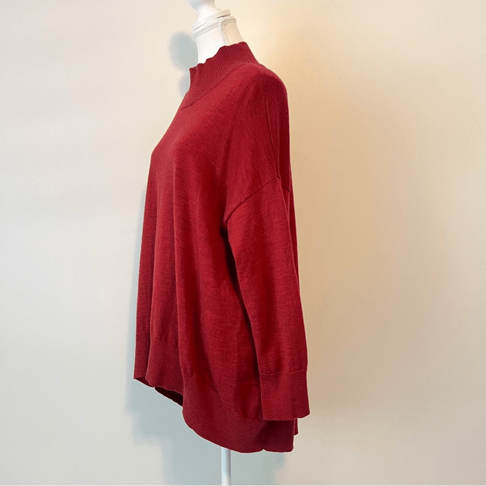 Eileen Fisher 100% Merino Wool Mock Tunic Sweater Mock Neck Size Small Oversized